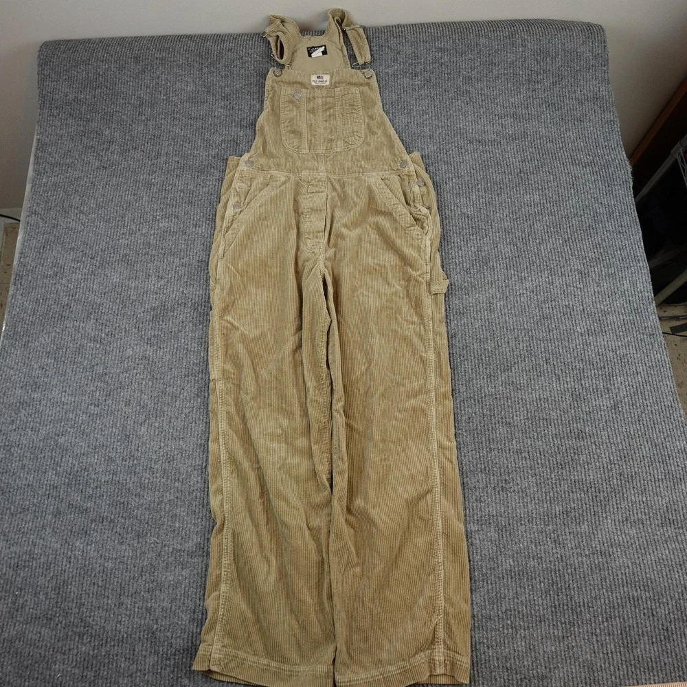 Polo Jeans Co Ralph Lauren Overalls Mens Medium Beige Corduroy Bib Workwear - Picture 1 of 10